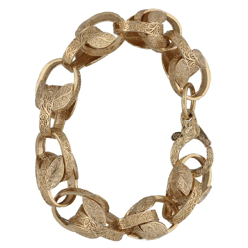 Solid Gold Bangles with Intricate Floral Engravings for a Luxurious Look9ct Gold Tulip Bracelet