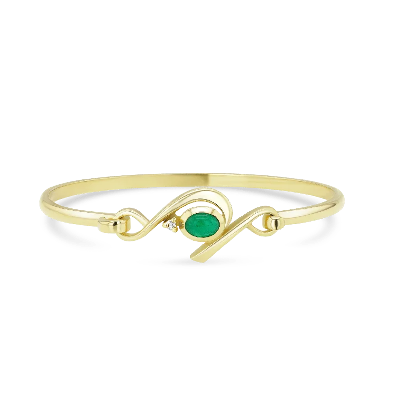 Adjustable Bangle Bracelets with Magnetic Closures for Easy Wear and RemovalWaves Emerald Bangle