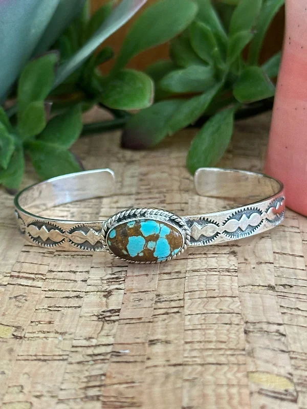 Gold - Plated Women's Cuff Bracelets with Precious Gemstone Inlays for Luxury and EleganceSouthwest Made #8 Turquoise & Sterling Silver Cuff Bracelet