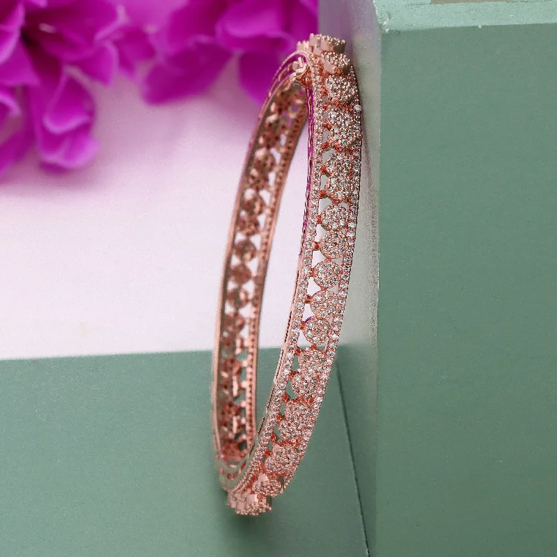 Vintage - Inspired Bangle Bracelets with Filigree and Rhinestone AccentsZirconia Kada Bangle ZBGL10788