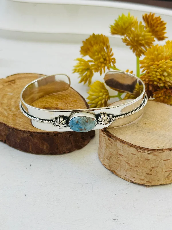 Large - Sized Women's Leather Cuff Bracelets with Studded Details for a Punk - Rock VibeSouthwest Made Golden Hills Turquoise & Sterling Silver Cuff Bracelet