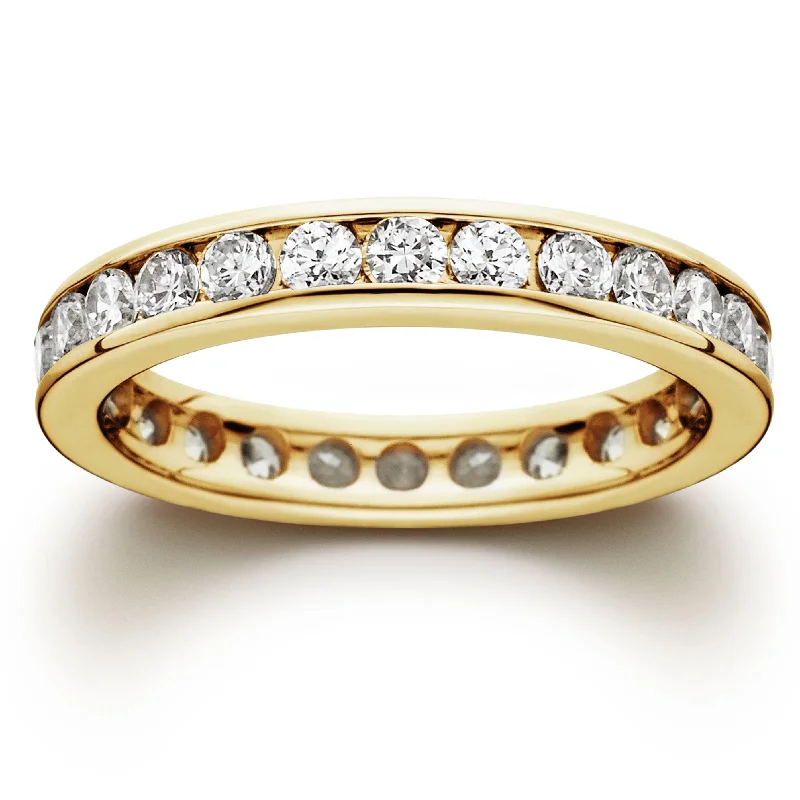 Pearl - and - Diamond - Studded Wedding Bands in White Gold for a Feminine and Elegant Touch1 1/2ct Channel Set Diamond Eternity Ring Yellow Gold