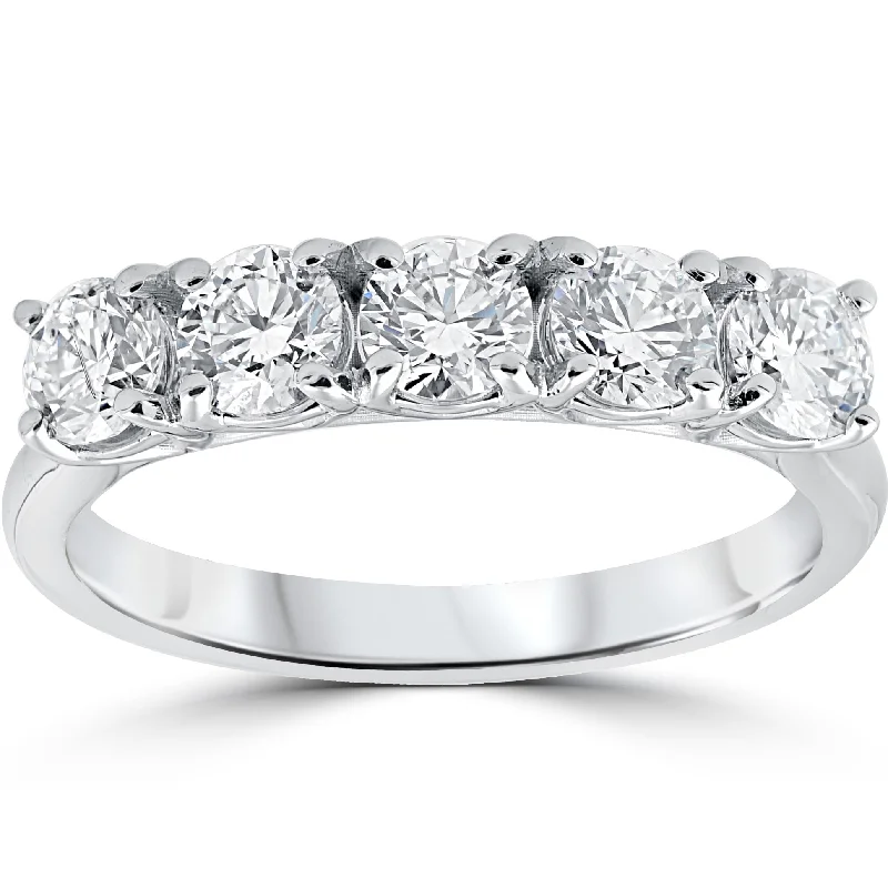 Laser - Etched Floral Design Wedding Bands in Palladium for a Delicate and Intricate Look1 1/4 ct 5-Stone Diamond Trellis Anniversary Ring White Gold