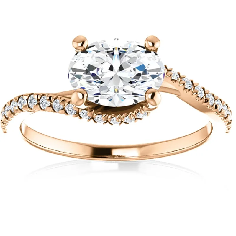 Art Deco - Inspired Wedding Bands with Geometric Patterns in Platinum for a Retro and Glamorous Style1 1/4 Ct Oval Diamond Engagement Ring Rose Gold