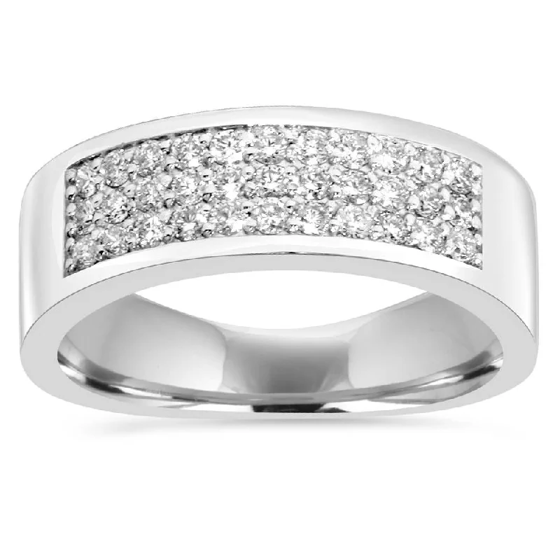 Two - Tone Gold and Silver Wedding Bands with a Twist Design for a Contemporary and Eye - Catching Style1/2Ct Round Diamond Pave Wedding Anniversary Ring White Gold Lab Grown