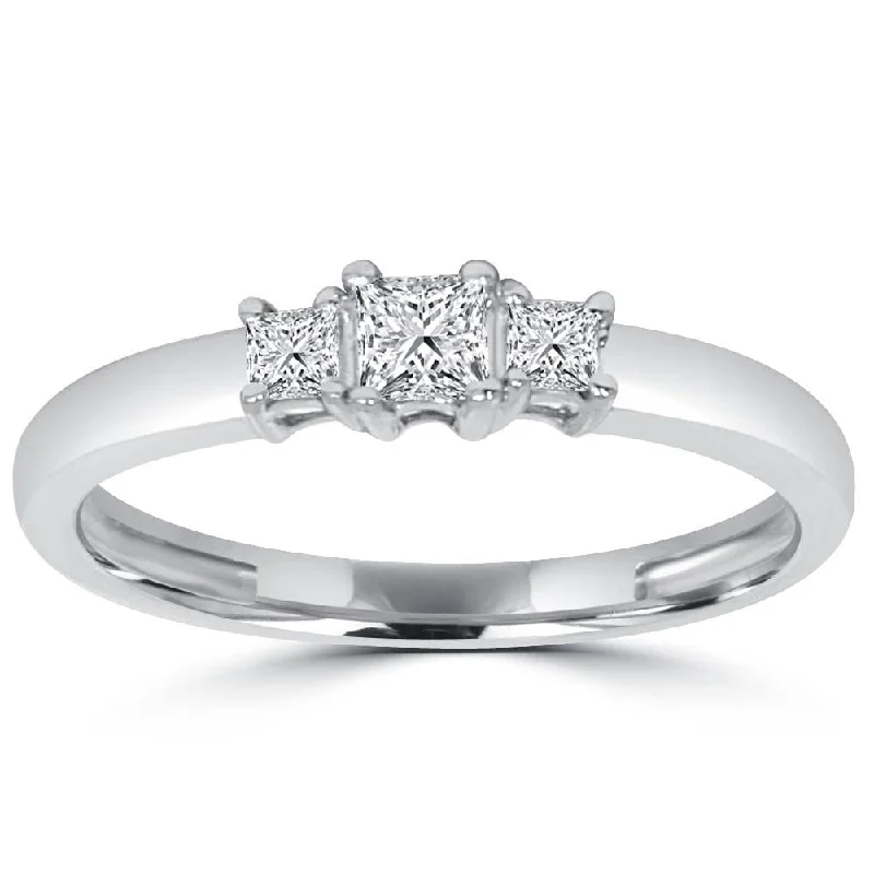 Laser - Etched Floral Design Wedding Bands in Palladium for a Delicate and Intricate Look1/2ct Three Stone Princess Cut Diamond Ring White Gold