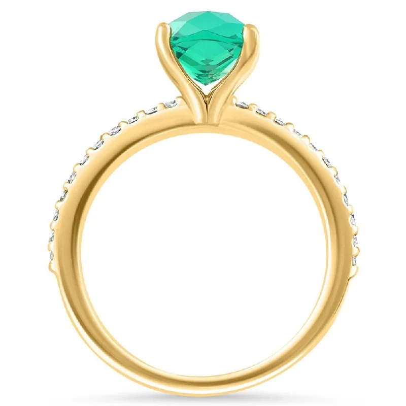 Adjustable - Fit Wedding Bands in Gold - Plated Metal for a Comfortable and Custom - Fitting Option1 3/4Ct Cushion Emerald & Diamond Ring Gold Lab Grown