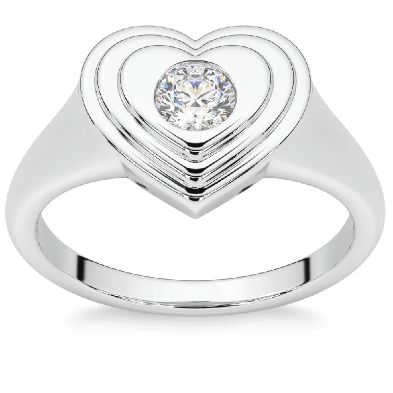 Platinum Celtic - Inspired Wedding Bands with Intricate Knotwork Patterns for a Symbolic and Stylish Choice1/4Ct Diamond Solitaire Women's Sweetheart Signet Heart Ring Gold Lab Grown