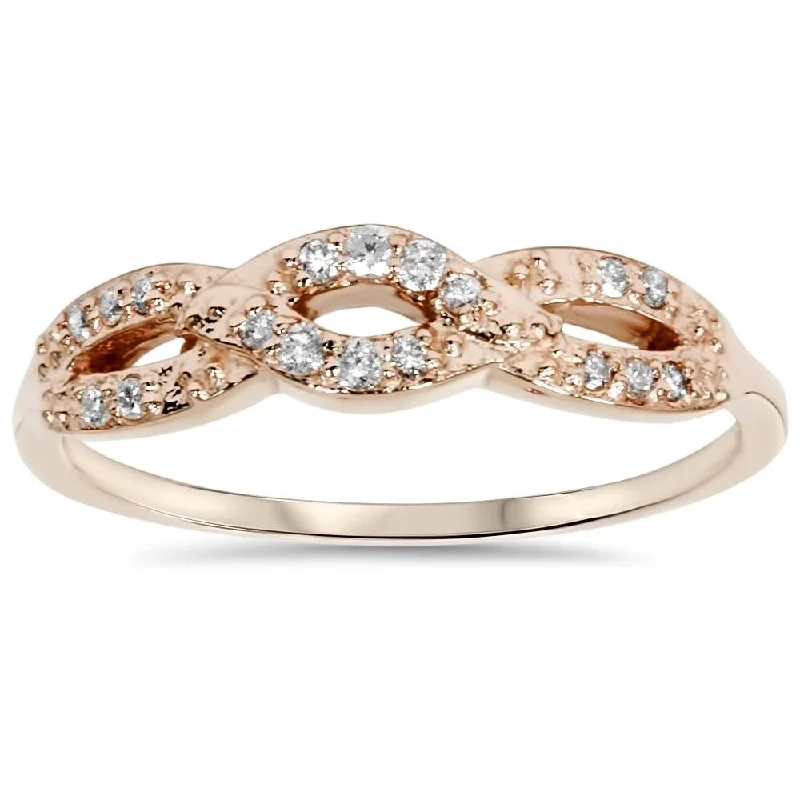 Rose Gold - Plated Engagement and Wedding Band Sets with a Halo of Cubic Zirconia for a Glamorous and Affordable Look1/5ct Diamond Infinity Ring Rose Gold