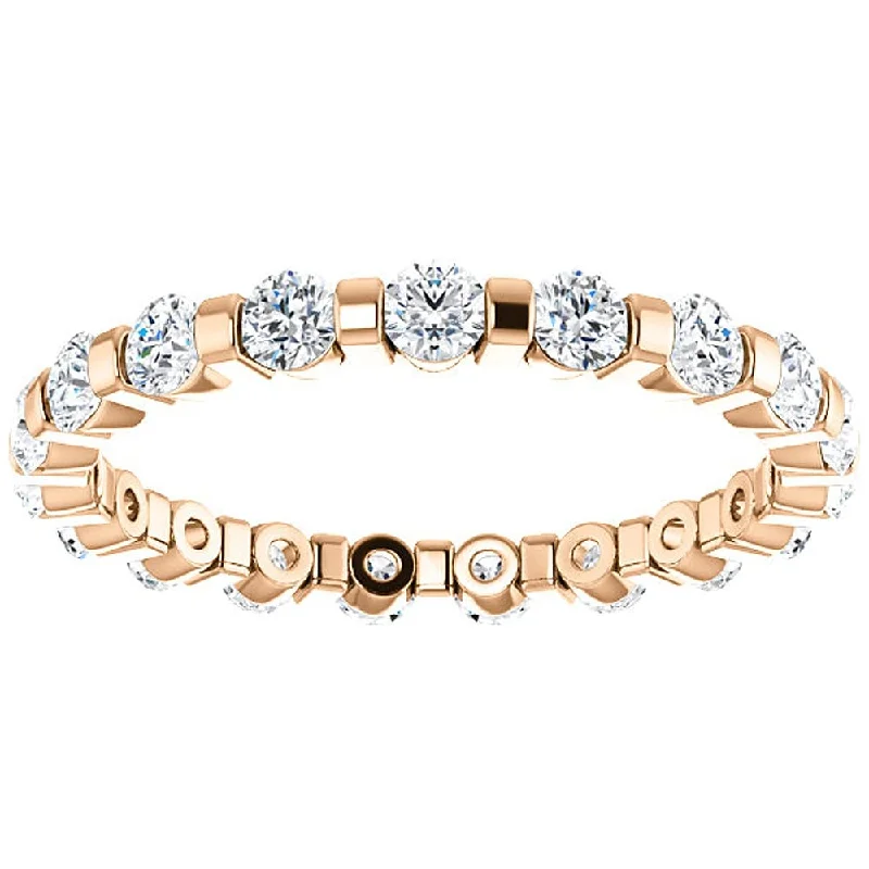 Laser - Etched Floral Design Wedding Bands in Palladium for a Delicate and Intricate Look1 Ct Diamond Bar Set Eternity Wedding Ring in Rose Gold