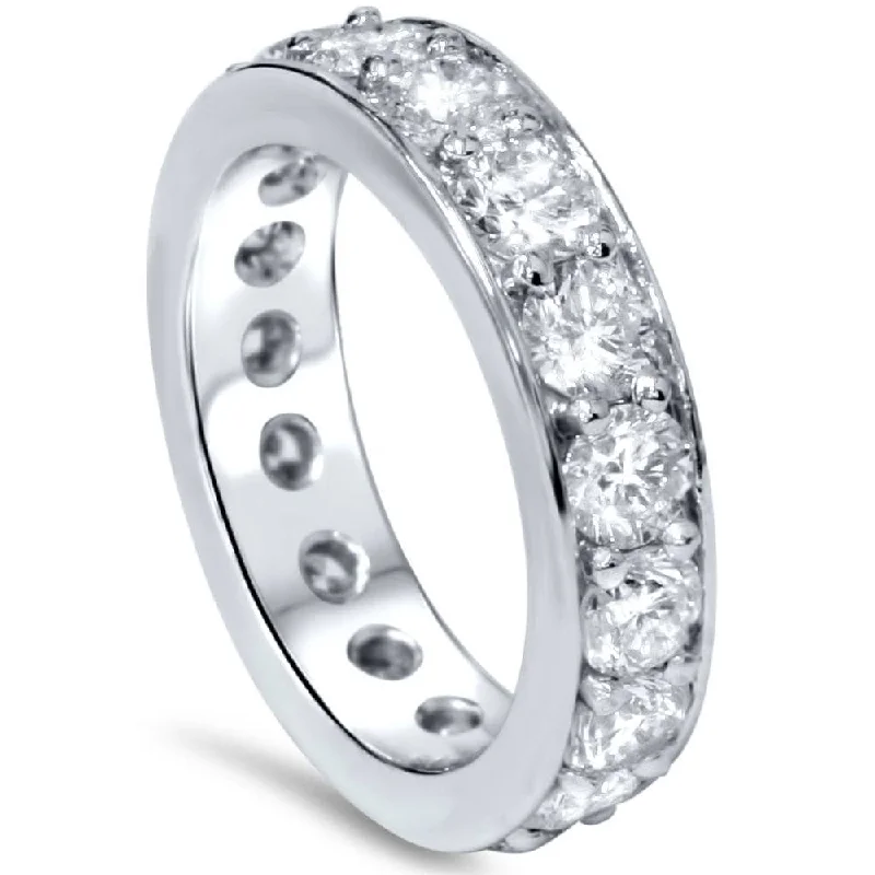 Pearl - and - Diamond - Studded Wedding Bands in White Gold for a Feminine and Elegant Touch3ct Diamond Eternity Ring White Gold