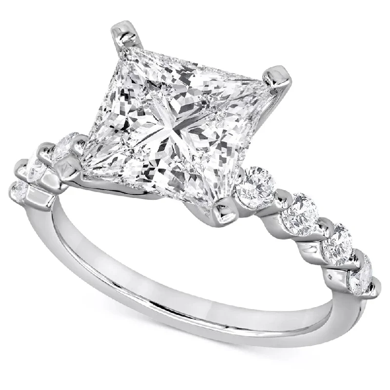 18K White Gold Classic Round - Cut Diamond Wedding Bands for a Timeless and Elegant Look3Ct Princess Cut Diamond Engagement Ring White Gold Lab Grown