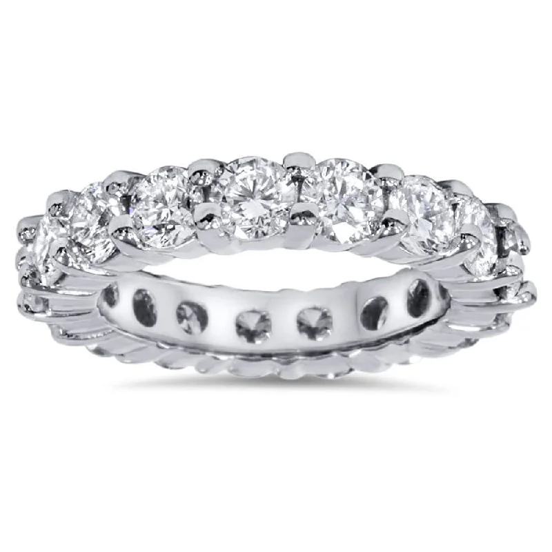 18K White Gold Classic Round - Cut Diamond Wedding Bands for a Timeless and Elegant Look4Ct Diamond Platinum Eternity Ring Womens Wedding Stackable Band