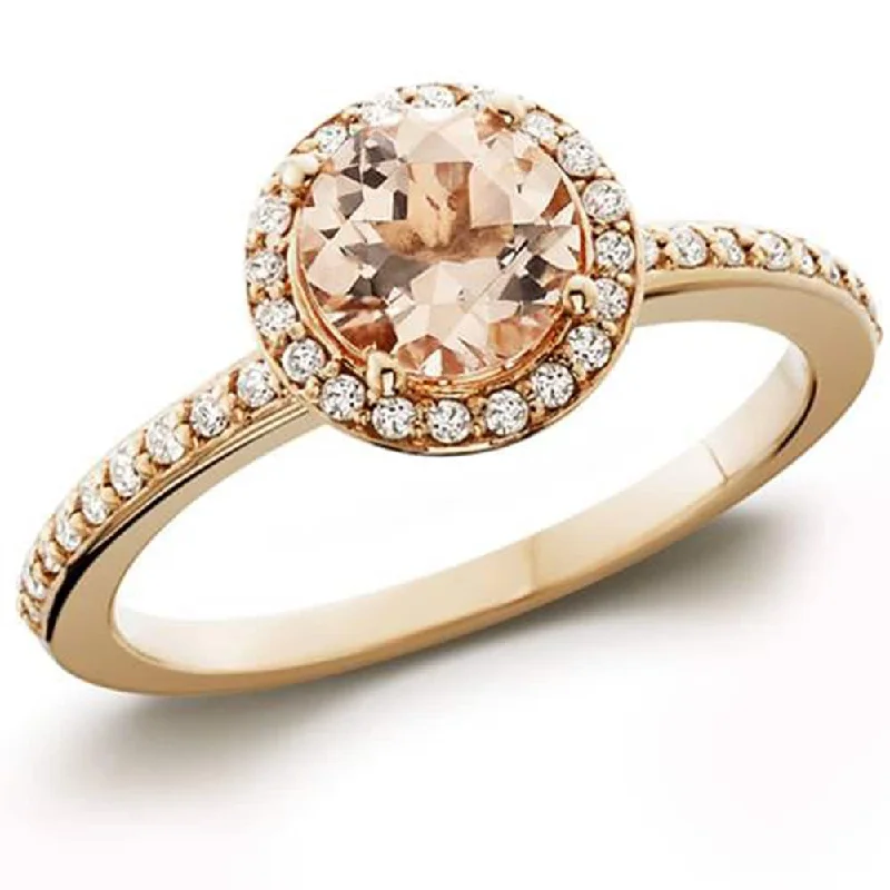 Infinity - Symbol Wedding Bands in Rose Gold with Small Diamonds for a Romantic and Symbolic Gesture7/8ct Morganite & Diamond Halo Engagement Ring Rose Gold