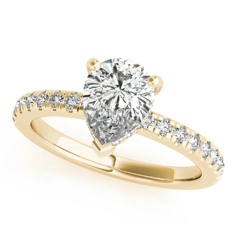 Pear - Shaped Engagement Rings in Yellow Gold with a Diamond - Encrusted BandAlyssa Pear Diamond Engagement Ring Setting