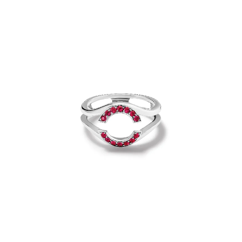 Oval Cut Engagement Rings in Palladium with a Hidden Halo for a Surprise SparkleAster Embrace Ring 18ct White Gold - Ruby