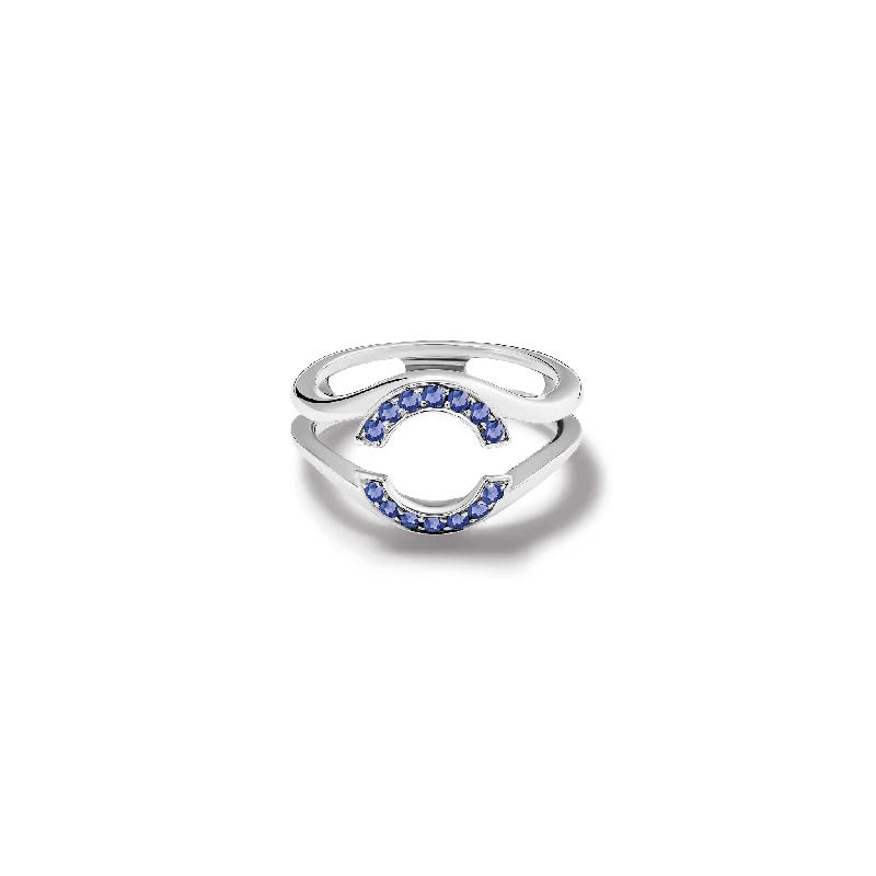 Princess Cut Engagement Rings in 18K White Gold with Micro - Pave Side StonesAster Embrace Ring 18ct White Gold - Sapphire