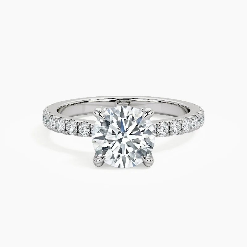 Art Deco - Inspired Wedding Bands with Geometric Patterns in Platinum for a Retro and Glamorous StyleAuriya 14kt White Gold Lab Grown Round Diamond with Accent Engagement Ring (F-G, VS)