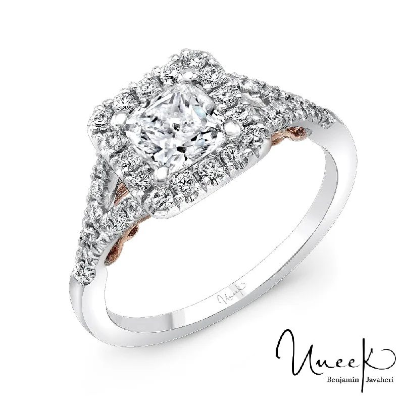 Pear - Shaped Engagement Rings in Yellow Gold with a Diamond - Encrusted BandUneek 14k White/Rose Gold Halo Engagement Ring