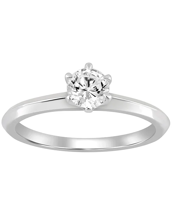 Cushion - Cut Halo Engagement Rings with a Platinum Band and Micro - Pave DetailsDiamond Ring - 0.50ct Round Brilliant Cut Lab Grown Diamond Engagement Ring in 14ct White Gold