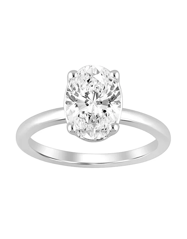 Solitaire Engagement Rings with a High - Clarity Round Diamond and Tapered BandDiamond Ring - 1.00ct Oval Solitaire Lab Grown Diamond Engagement Ring in 14ct White Gold