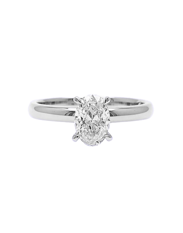 Princess Cut Engagement Rings in 18K White Gold with Micro - Pave Side StonesDiamond Ring - 1.04 carat Lab Grown Oval Diamond Ring in 18ct White Gold - 785722