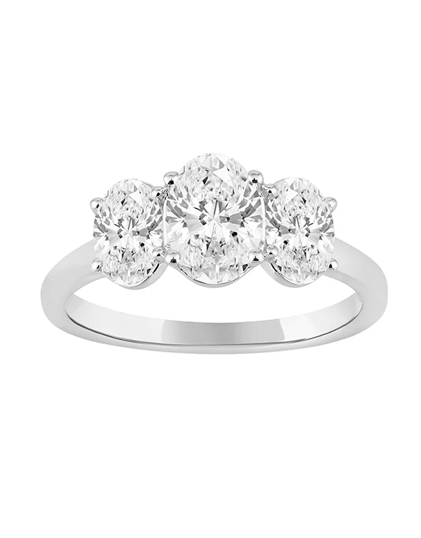 Cluster Engagement Rings with Multiple Small Diamonds Arranged in a Stunning DesignDiamond Ring - 1.50ct Trilogy Oval Lab Grown Diamond Ring, set in 14ct White Gold - 788212