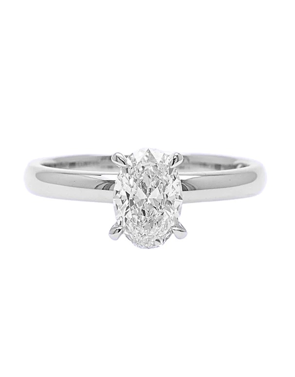 Solitaire Engagement Rings with a High - Clarity Round Diamond and Tapered BandDiamond Ring - 1.52 carat Lab Grown Oval Diamond Ring in 18ct White Gold - 785716