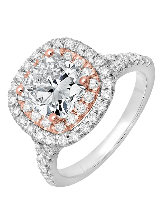 Engagement Rings with Amethyst and Diamond Accents in a Contemporary SettingDiamond Ring - 14ct White and Rose Gold Diamond Ring - 756348