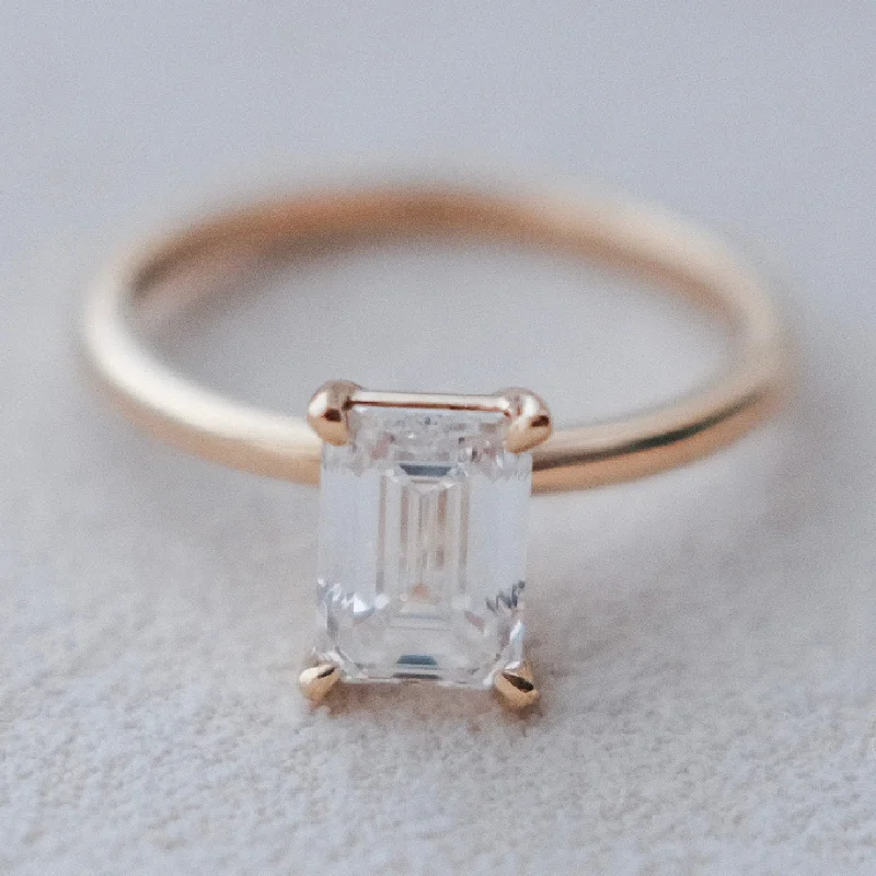 Vintage - Inspired Engagement Rings with Filigree Work and Emerald - Cut Center StoneLOU EMERALD CUT ENGAGEMENT RING