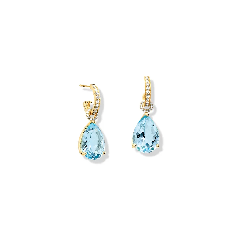 Art Deco Engagement Rings with Geometric Patterns and Baguette - Cut Diamond AccentsLuiza Earring Drops Yellow Gold - Blue Topaz & Diamond Pavé