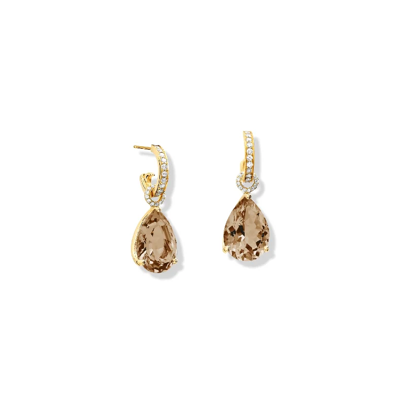 Pear - Shaped Engagement Rings in Yellow Gold with a Diamond - Encrusted BandLuiza Earring Drops Yellow Gold - Smoky Quartz & Diamond Pavé