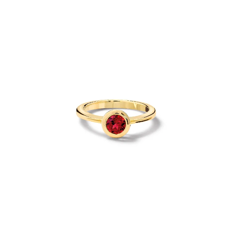 Cushion - Cut Halo Engagement Rings with a Platinum Band and Micro - Pave DetailsNicole Ring Yellow Gold - Garnet