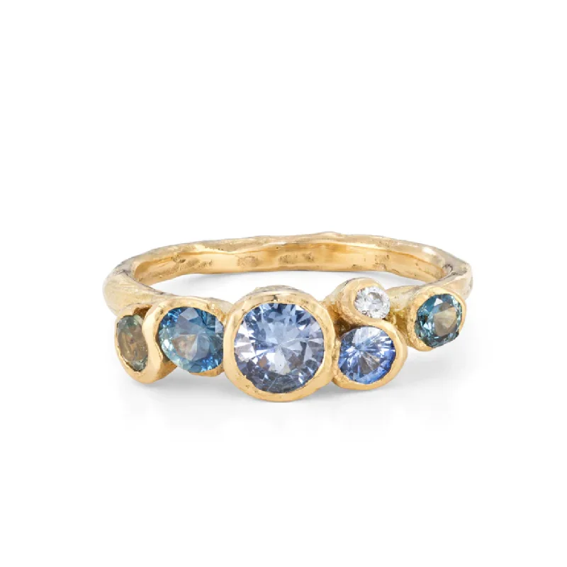 Pear - Shaped Engagement Rings in Yellow Gold with a Diamond - Encrusted BandOcean Blue Sapphire Nori Ring