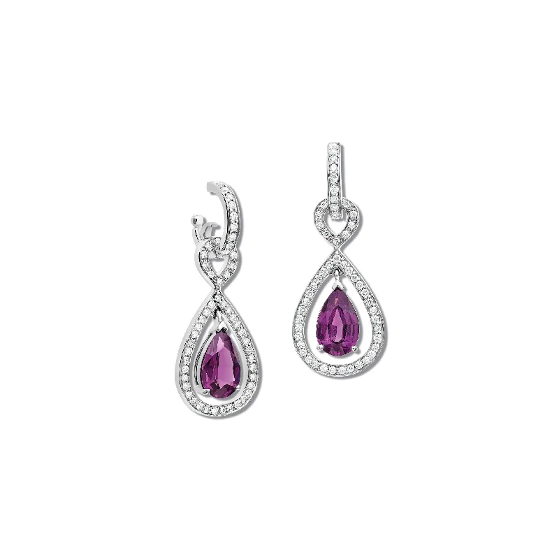 Cushion - Cut Halo Engagement Rings with a Platinum Band and Micro - Pave DetailsOctavia Margarita Earring Drops 18ct White Gold - Umbalite Garnet & Diamond