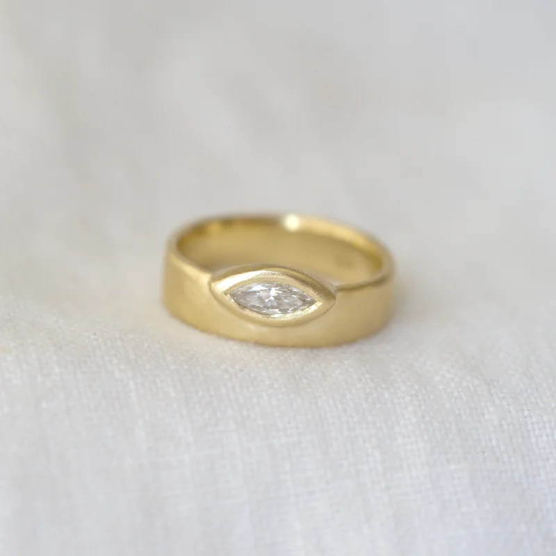 Pear - Shaped Engagement Rings in Yellow Gold with a Diamond - Encrusted BandMarquise Diamond Balance Ring - One of a Kind