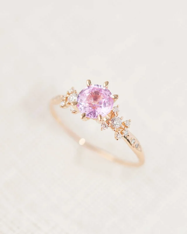 Cluster Engagement Rings with Multiple Small Diamonds Arranged in a Stunning DesignOOAK Pink Sapphire Tethys Ring - 1.00ct