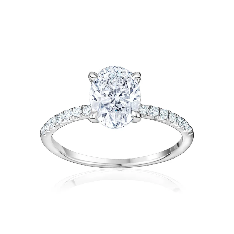 Adjustable Engagement Rings with a Flexible Band and a Princess - Cut Center DiamondOval Cut Engagement Ring