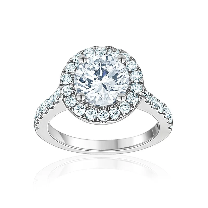 Adjustable Engagement Rings with a Flexible Band and a Princess - Cut Center DiamondRound Diamond with Halo Engagement Ring