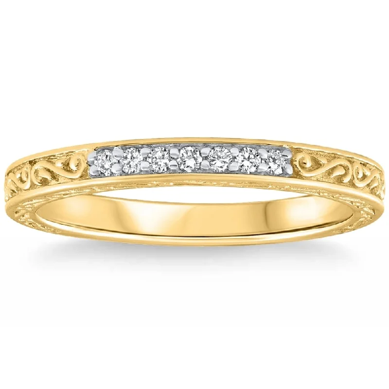 Platinum Celtic - Inspired Wedding Bands with Intricate Knotwork Patterns for a Symbolic and Stylish ChoiceStackable Diamond Wedding Ring Scroll Pattern Band Gold Lab Grown