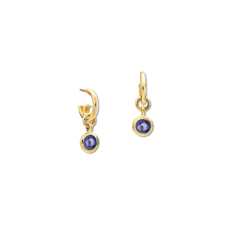 Cushion - Cut Halo Engagement Rings with a Platinum Band and Micro - Pave DetailsTalya Earring Drops Yellow Gold - Blue Sapphire