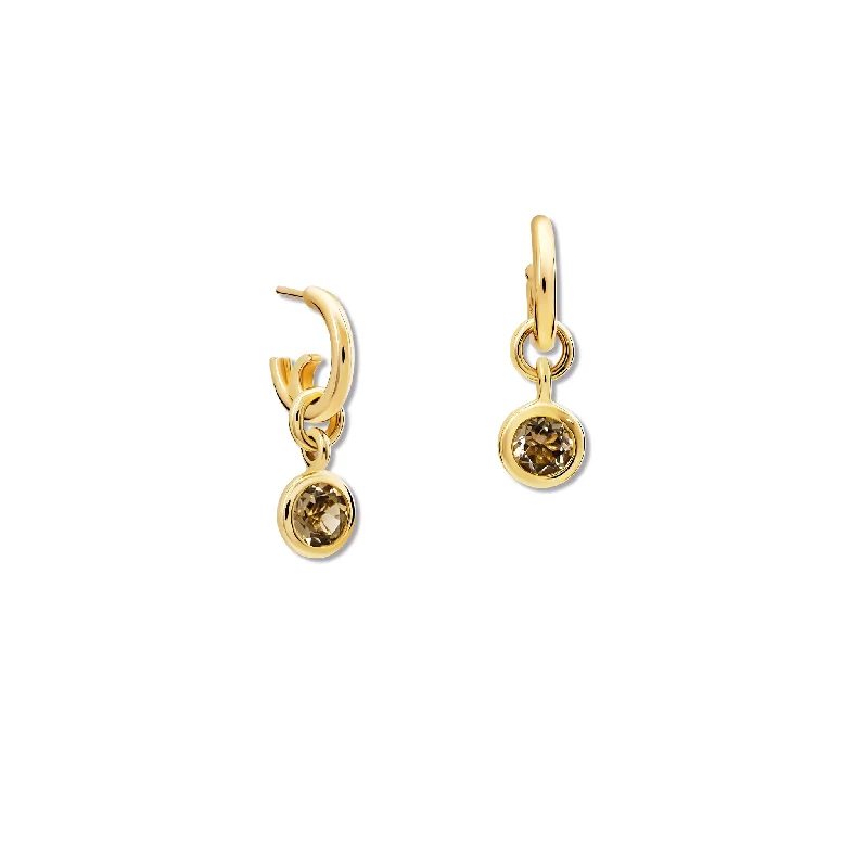 Adjustable Engagement Rings with a Flexible Band and a Princess - Cut Center DiamondTalya Earring Drops Yellow Gold - Smoky Quartz