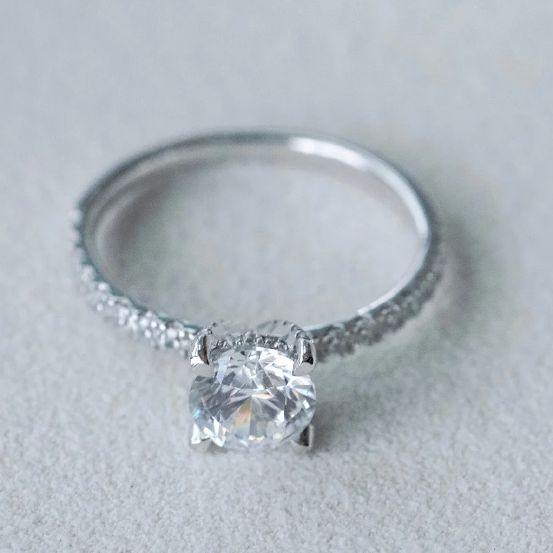 Signature - Design Engagement Rings with a Brand - Exclusive Pattern and Premium DiamondsTASH ROUND RING W PAVÉ & HIDDEN HALO