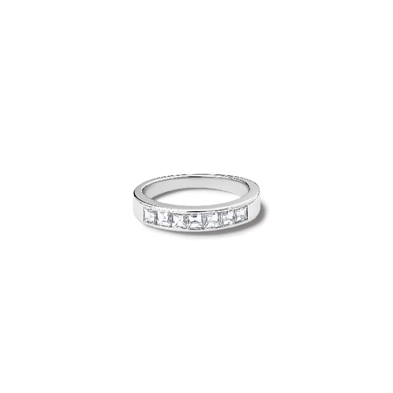 Three - Stone Engagement Rings Symbolizing Love's Past, Present, and Future with Asscher - Cut DiamondsTatiana Half Eternity Ring 18ct White Gold - Diamond