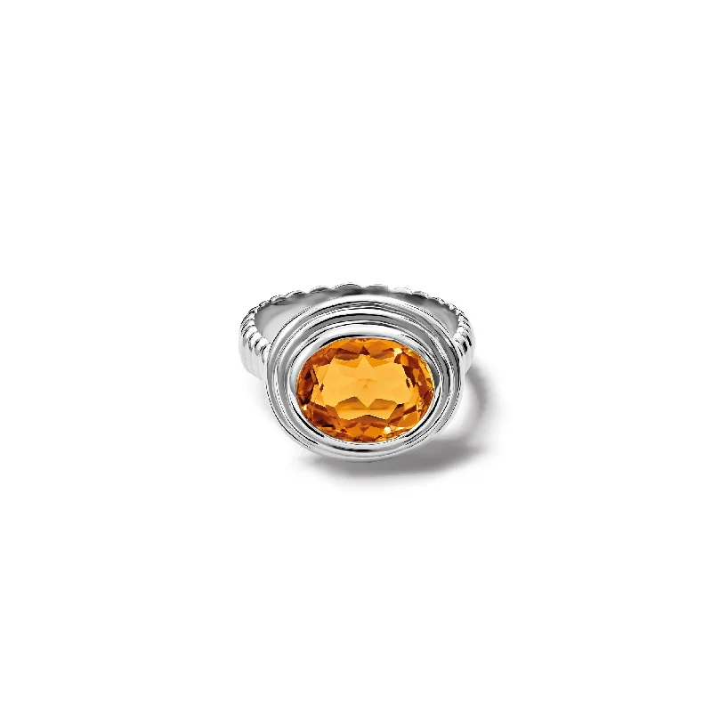 Princess Cut Engagement Rings in 18K White Gold with Micro - Pave Side StonesWhirlpool II Ring Silver - Citrine