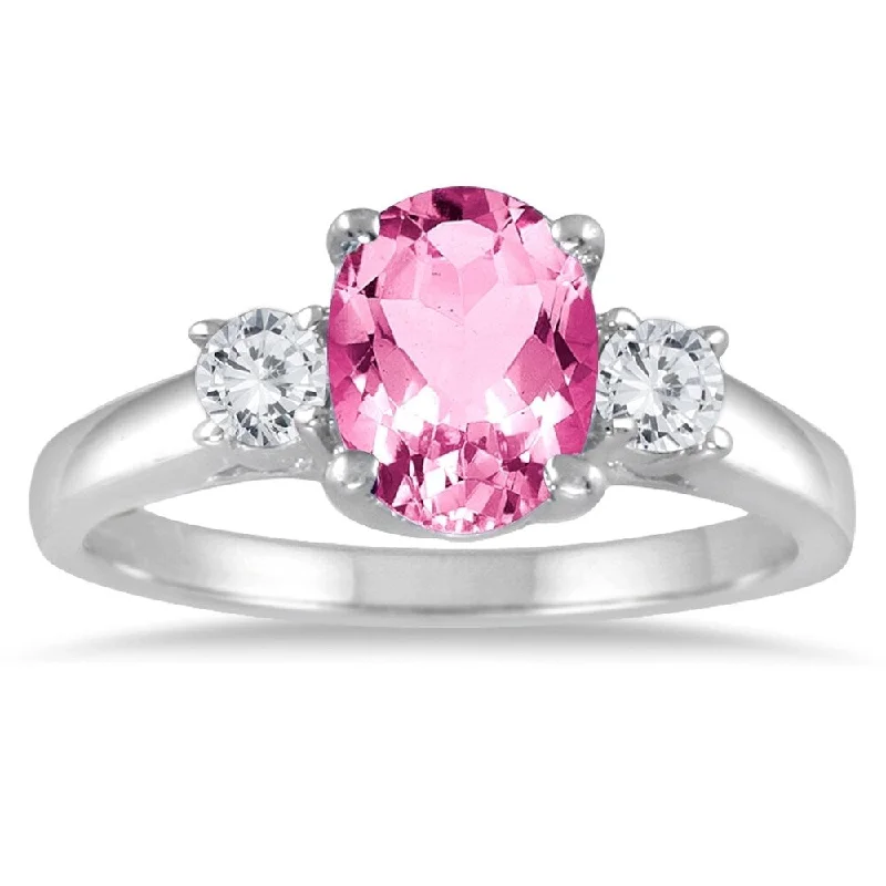 Tourmaline Gemstone Rings in 18K Two - Tone Gold with a Floral - Shaped Setting for a Feminine Touch1 3/4 Carat Pink Topaz and Diamond Three Stone Ring 14K White Gold