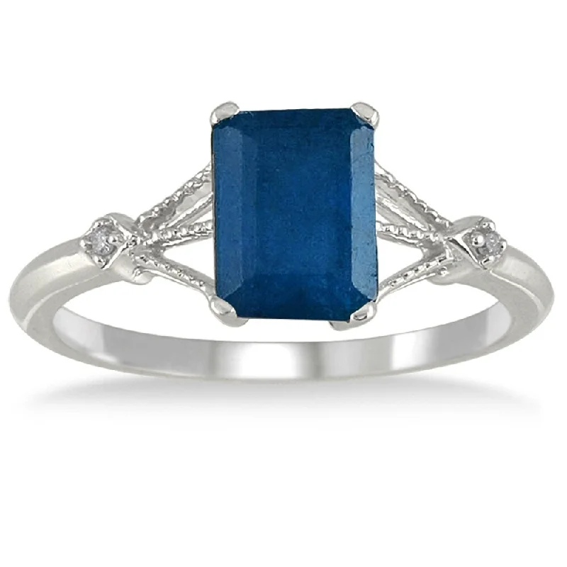 Sapphire Gemstone Rings in 18K White Gold with Diamond Accents for an Elegant Engagement1.60 Carat Sapphire and Diamond Ring in 10K White Gold