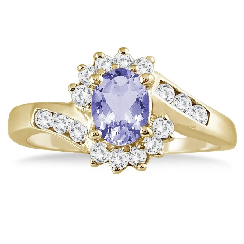 Tourmaline Gemstone Rings in 18K Two - Tone Gold with a Floral - Shaped Setting for a Feminine Touch1 Carat Tanzanite and Diamond Flower Twist Ring in 14K Yellow Gold