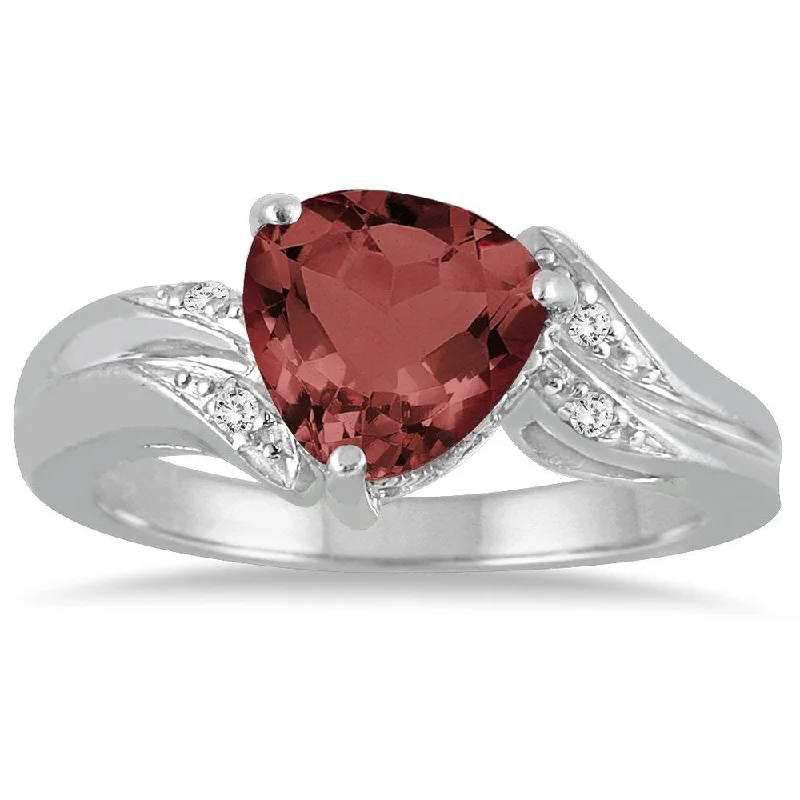 Aquamarine Gemstone Rings in 9K Gold with a Bezel Setting for a Modern and Secure Fit2 1/4 Carat Trillion Cut Garnet and Diamond Ring in 10K White Gold