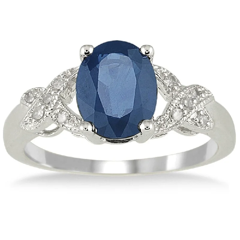 Lapis Lazuli Gemstone Rings in Sterling Silver with a Star - Shaped Setting for a Celestial - Inspired Piece2.20 Carat Oval Sapphire and Diamond Ring in 10K White Gold